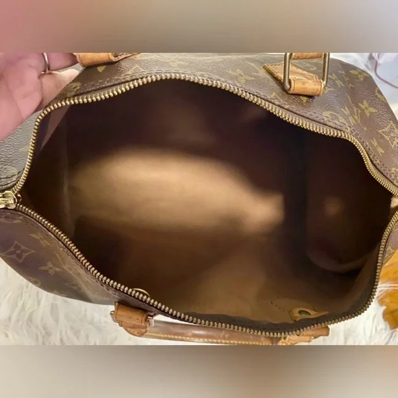 Louis Vuitton Brown Monogram Speedy 35 Handbag - Picture 6 of 14